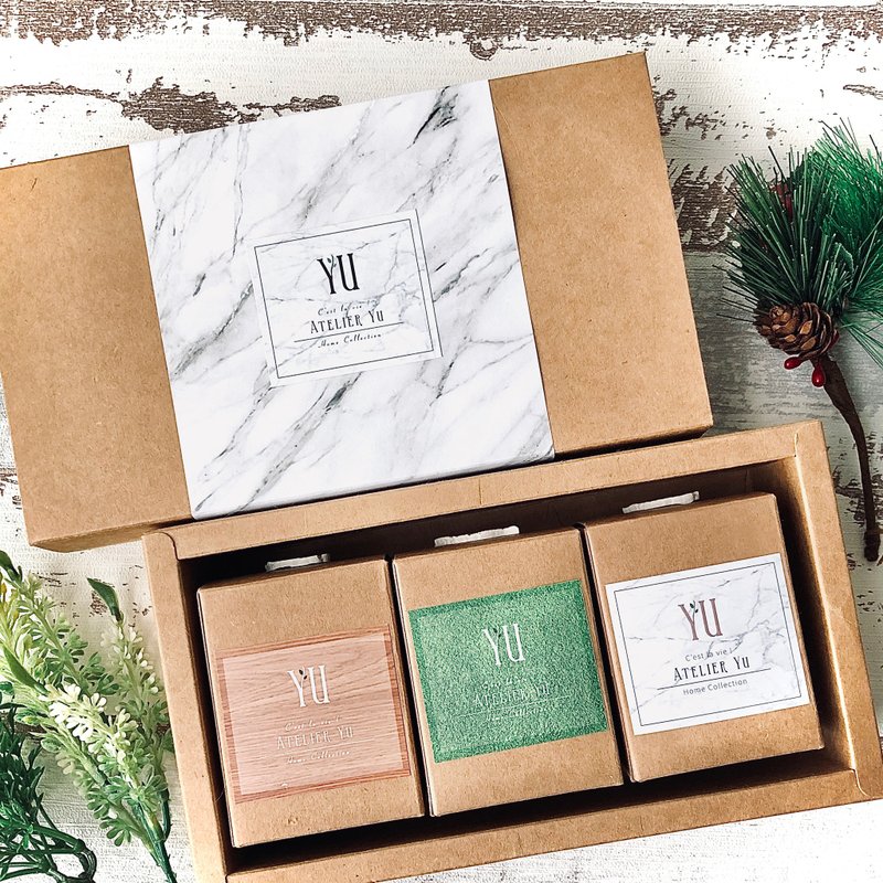 大豆香氛手工蜡烛礼盒 任选三款 小棕瓶100g - 蜡烛/烛台 - 蜡 卡其色