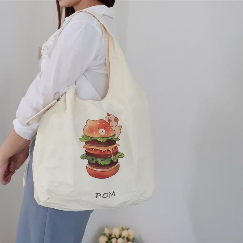 插画帆布包-小眼睛Pom - 手提包/手提袋 - 其他材质 白色