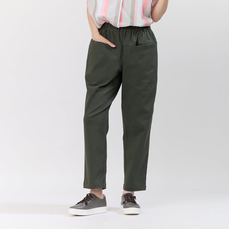 Brad棉质大口袋超好搭日常四季长裤 - 女装长裤 - 棉．麻 绿色