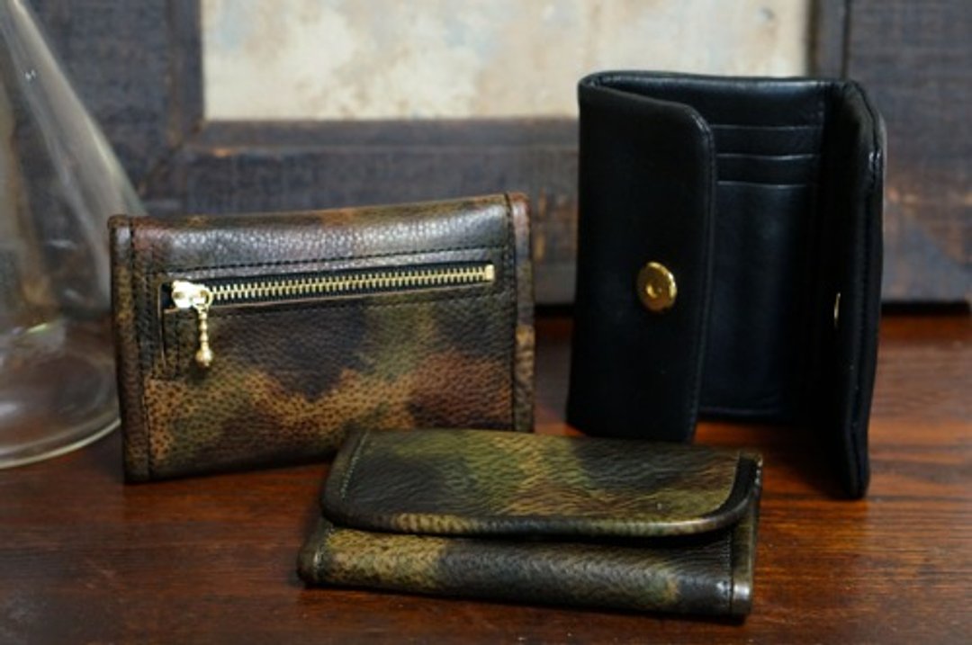 card + coin case-Smart key can be stored / Italy camouflage Leather # Khaki/ Limited service item - 名片夹/名片盒 - 真皮 