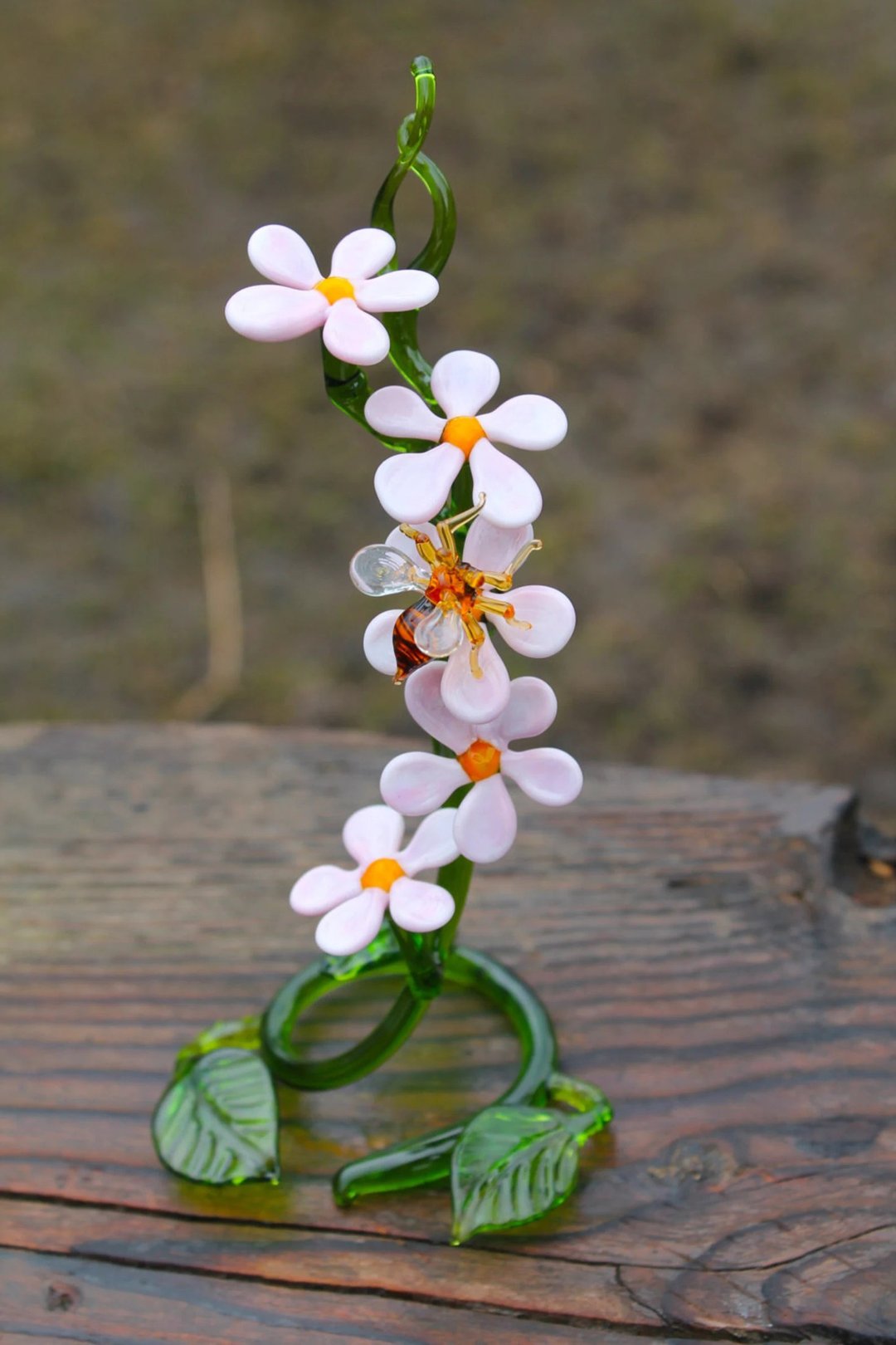 手工制作的微型玻璃花雕 细节复杂 - 陶艺 - 玻璃 绿色