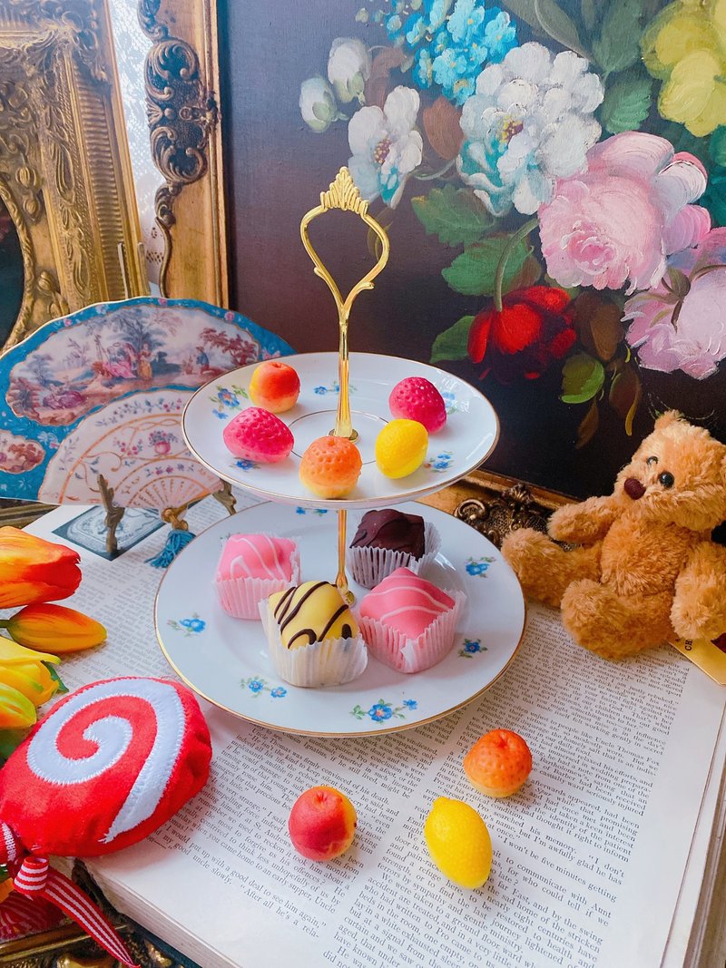 德国制手工手绘蓝色花卉骨瓷双层蛋糕架补差额 - 盘子/餐盘/盘架 - 瓷 蓝色