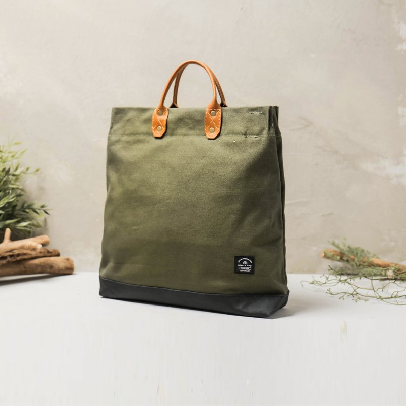 简约L号真皮帆布购物袋/侧背包/A4装得下/可拆式背带 - 侧背包/斜挎包 - 棉．麻 白色