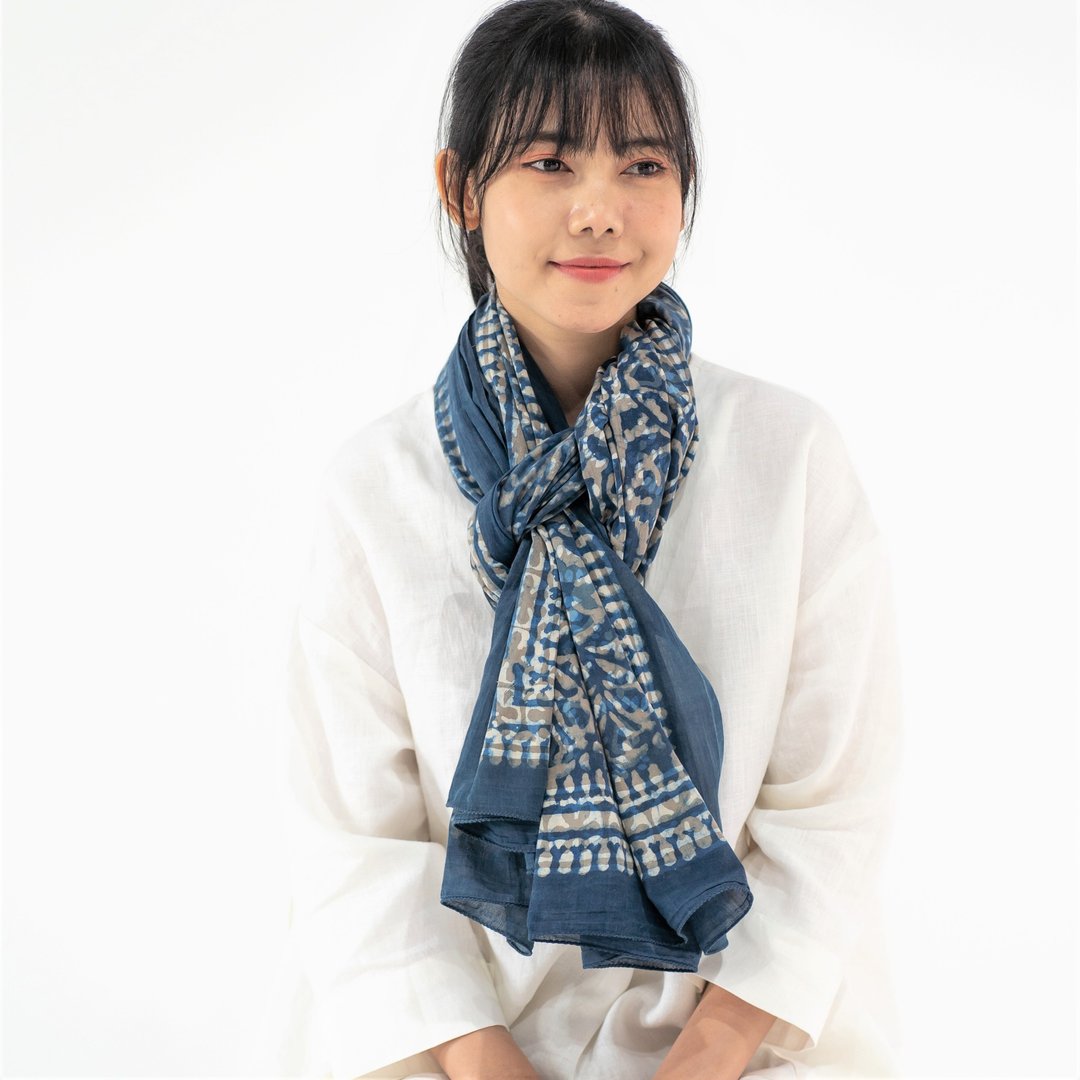Indian Cotton Scarf Indian Cotton Shawl - 2013 - 丝巾 - 棉．麻 蓝色