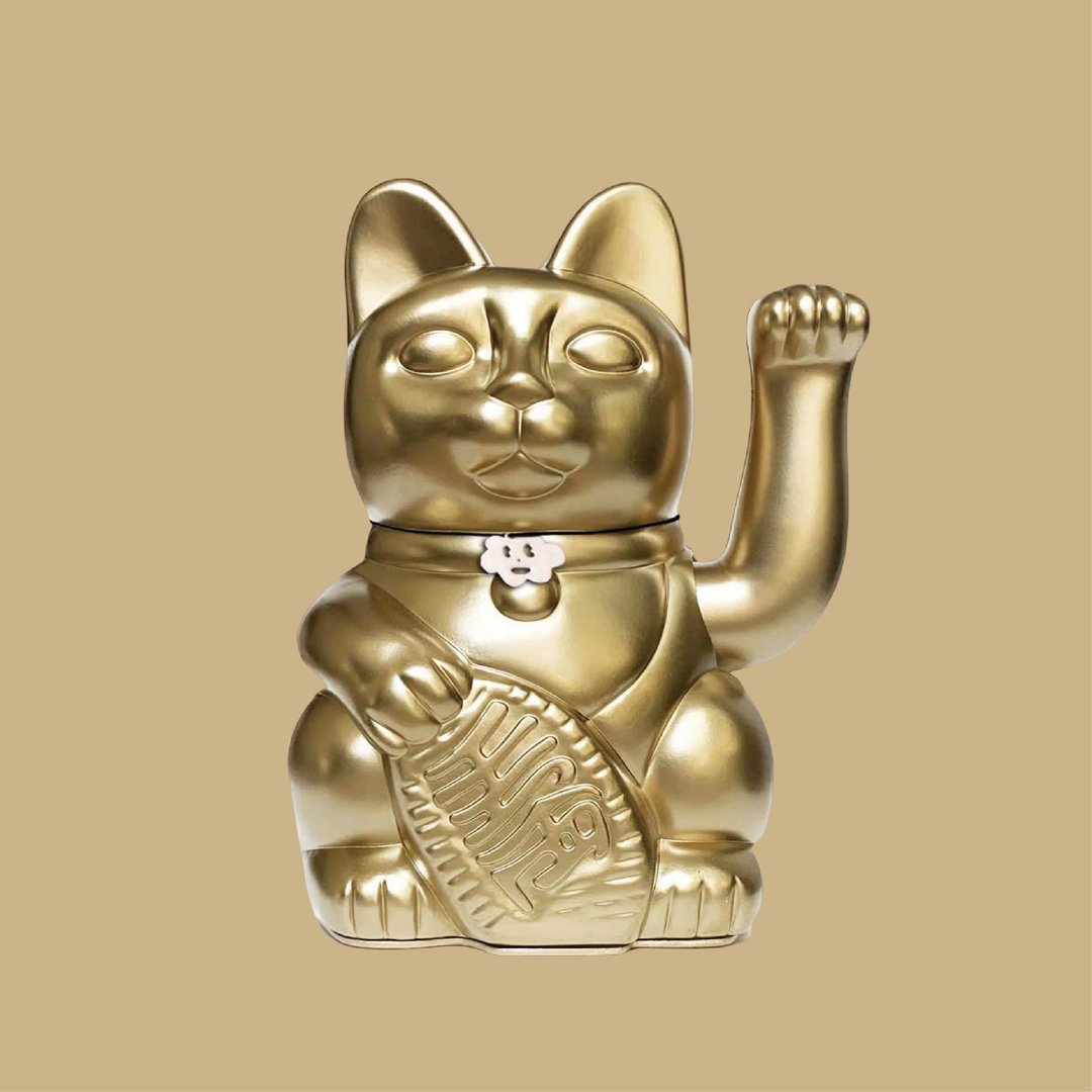 【Diminuto Cielo 招财猫】 Tiny Sky 幸运招财猫 - 哑光金 18CM - 玩偶/公仔 - 其他材质 金色