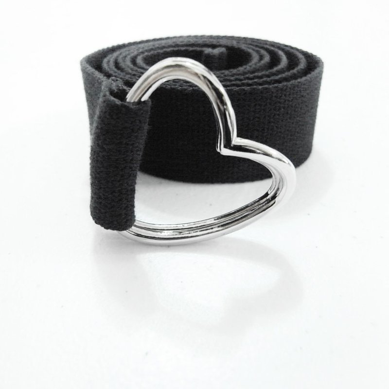💿爱心扣环腰带💿 - 皮带/腰带 - 棉．麻 黑色