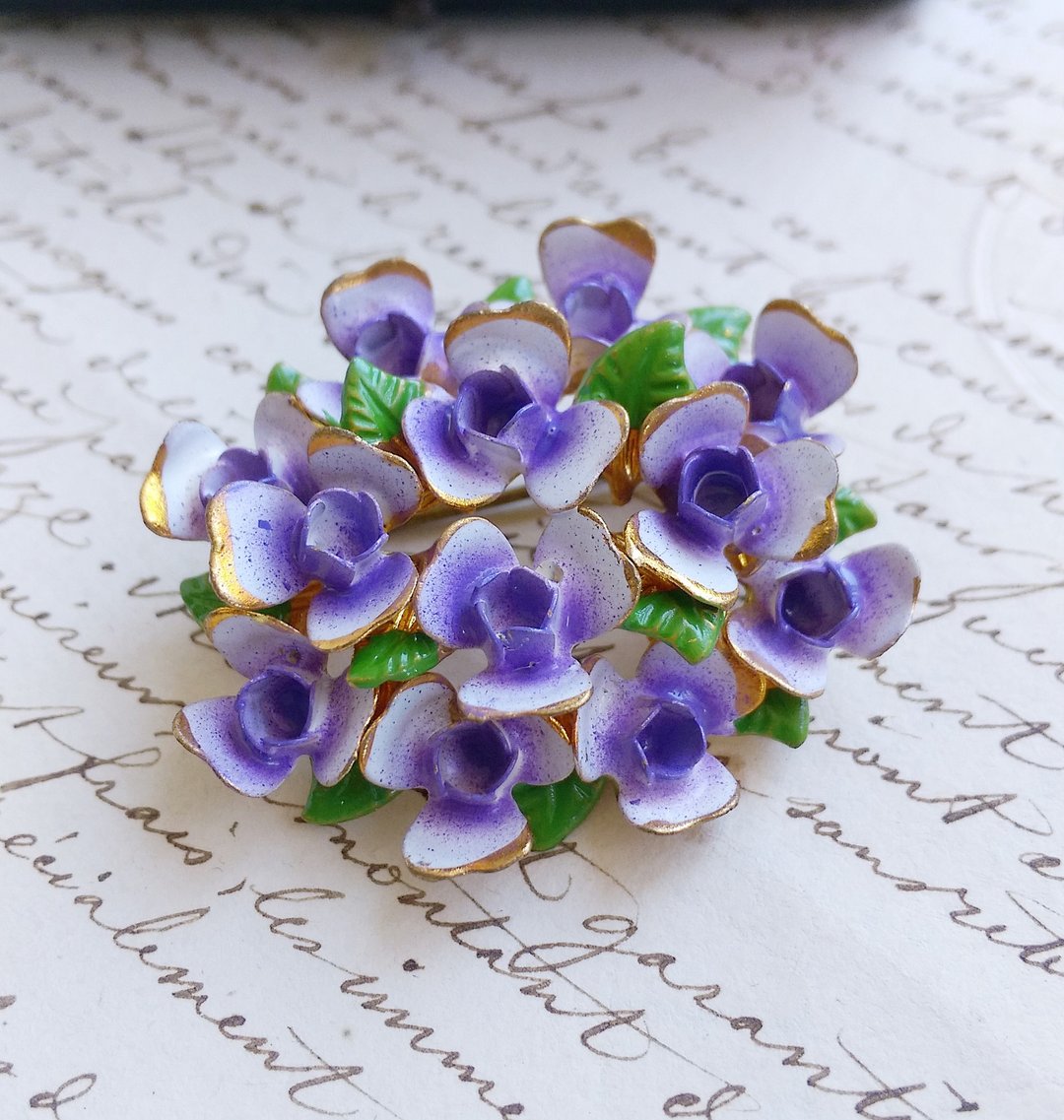 Vintage Jewelry 奥地利制 手工 立体玫瑰 渐层花簇 别针 胸针 - 徽章/别针 - 其他金属 金色
