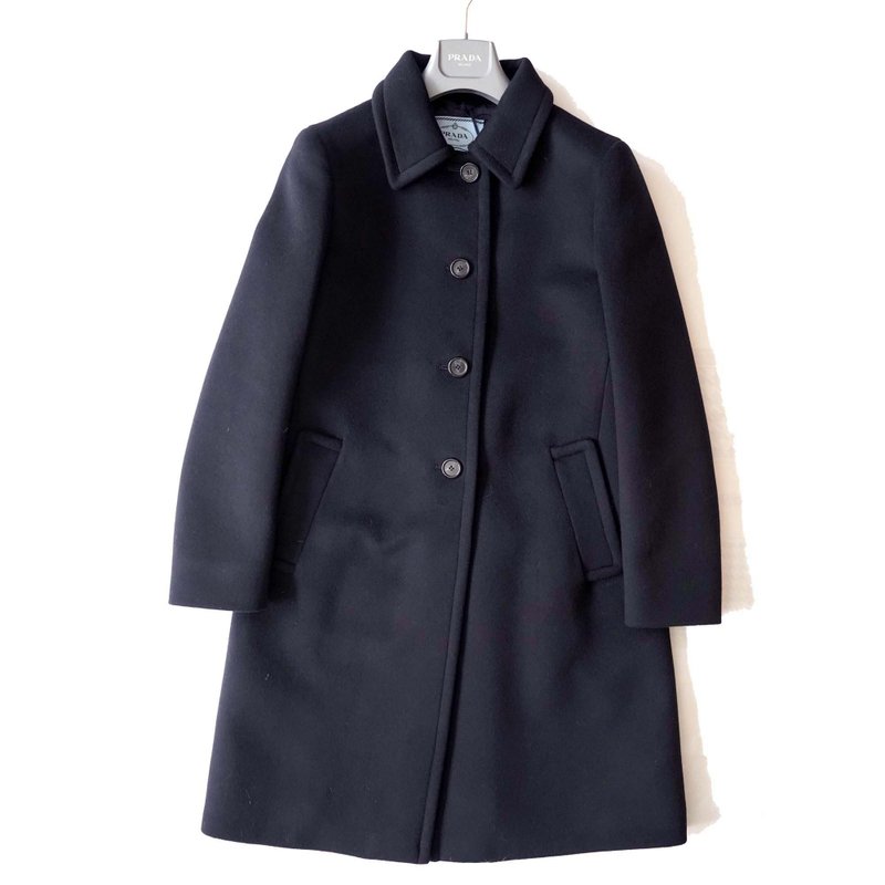 全新未使用PRADA宝蓝色厚羊绒长袖复古中褛外套 顶级奢侈潮流名牌 - 女装西装外套/风衣 - 真皮 蓝色