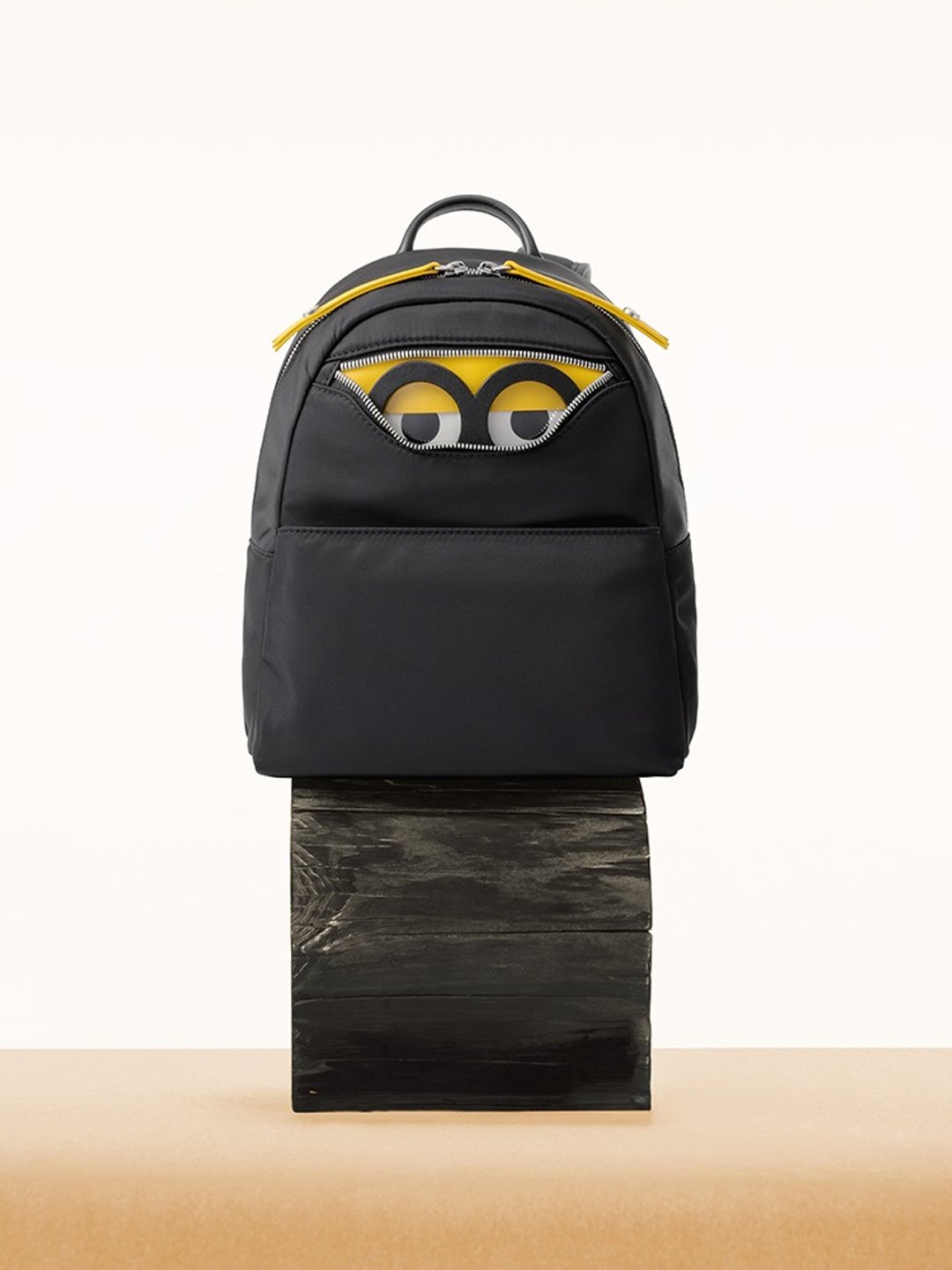 Minions 织物镶牛皮革背囊 - 后背包/双肩包 - 尼龙 黑色