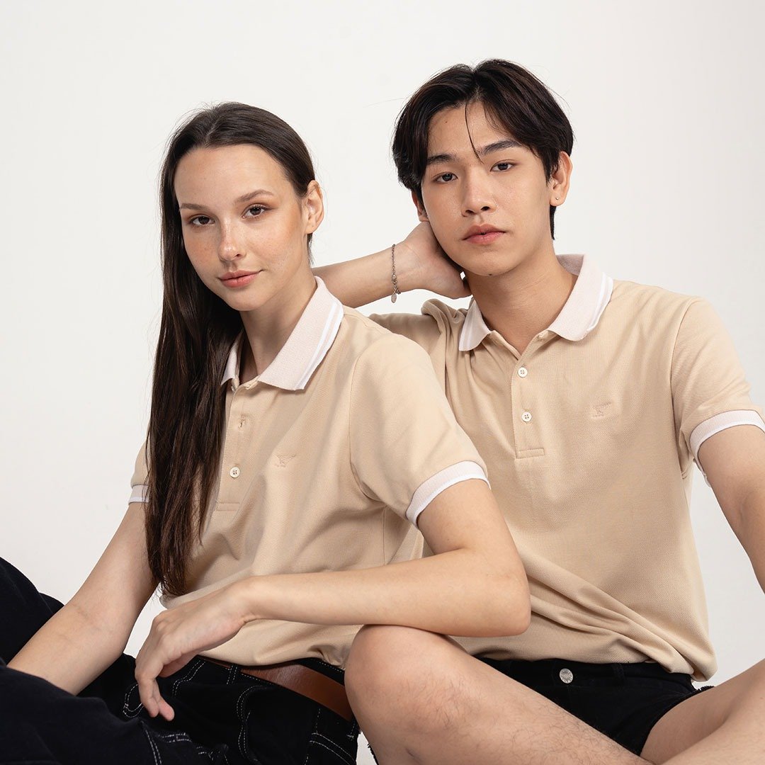 (SIZE XL) POLO // 奶油白 // unise - 男装上衣/T 恤 - 聚酯纤维 卡其色