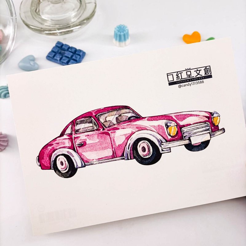 KR474_口紅堂明信片_交通工具12_candy1313588 postcard - 卡片/明信片 - 纸 多色