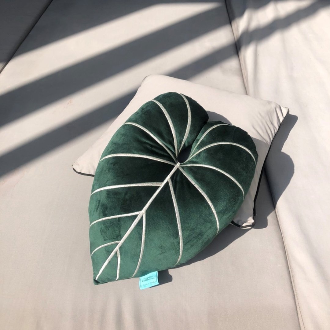 手工制作 Philodendron Gloriosum 天鹅 - 枕头/抱枕 - 聚酯纤维 绿色