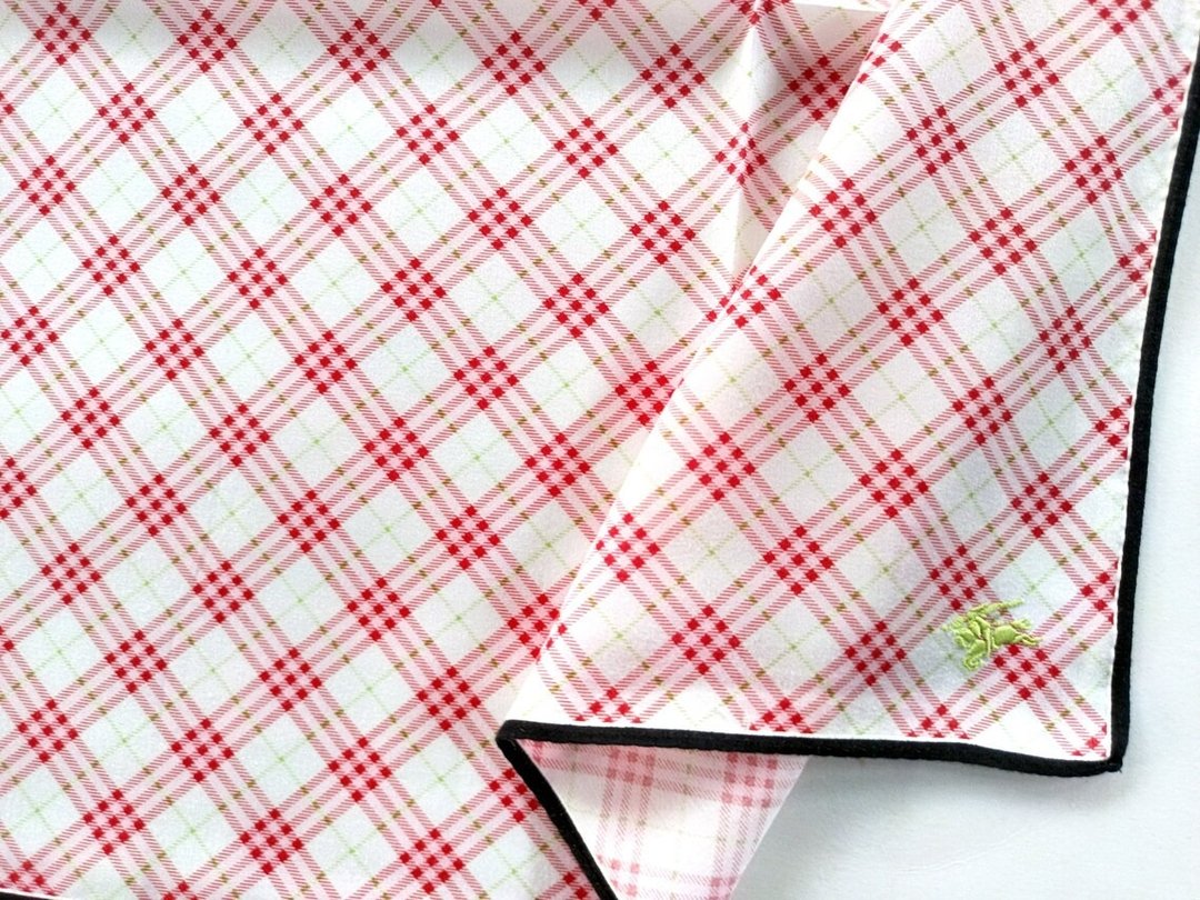 Burberry 复古手帕 红色格纹口袋巾 20 x 20 英寸 - 手帕/方巾 - 棉 红色
