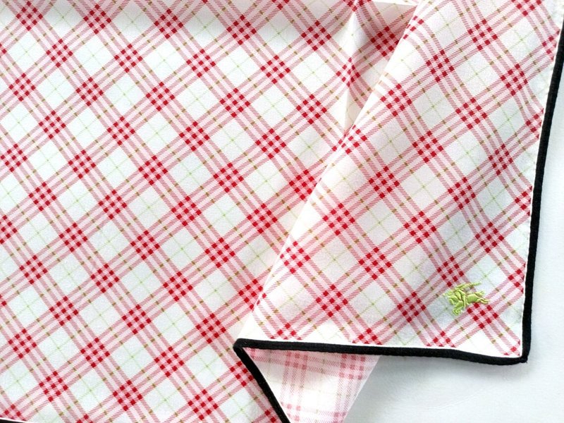 Burberry 复古手帕 红色格纹口袋巾 20 x 20 英寸 - 手帕/方巾 - 棉．麻 红色