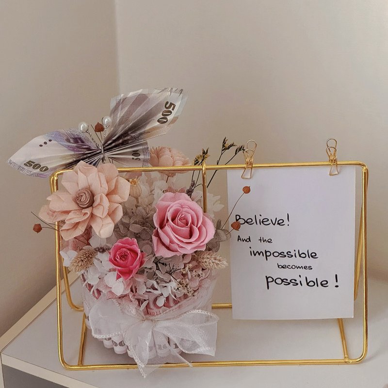 钞票荡秋千花礼、有钱花礼、永生花礼 - 植栽 - 植物．花 粉红色