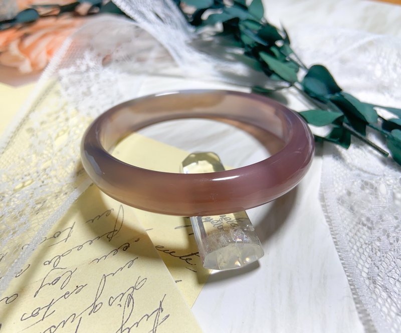 |紫玛瑙手镯|气质紫色|奶白半壁|显肤色|60围| - 手链/手环 - 水晶 紫色