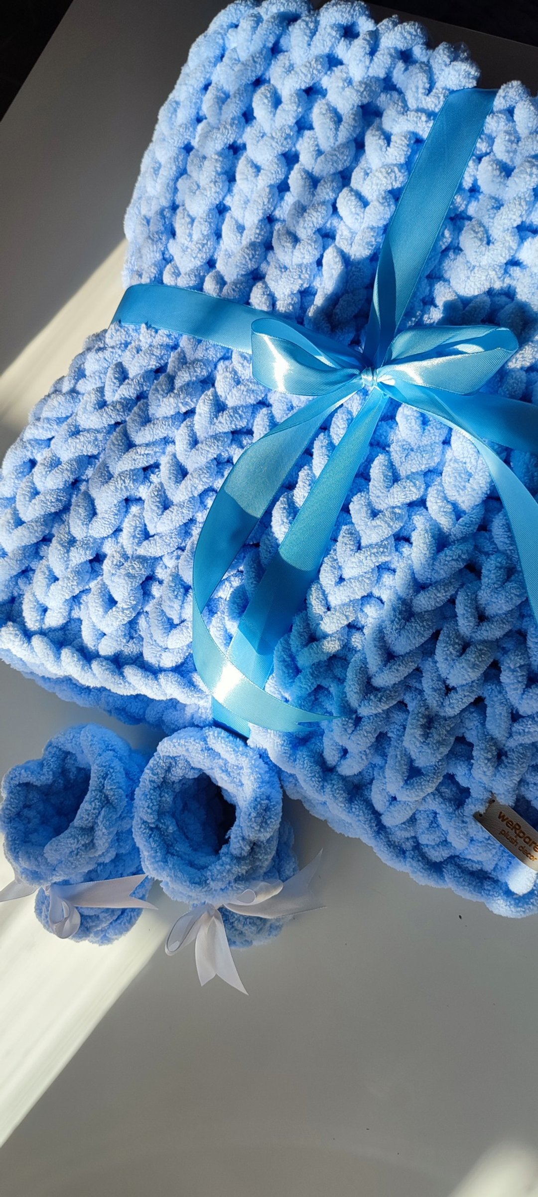 新生儿礼物组合 – 柔软毯子与婴儿鞋 | 弥月与新生儿送礼精选 - 婴儿床上用品 - 聚酯纤维 蓝色