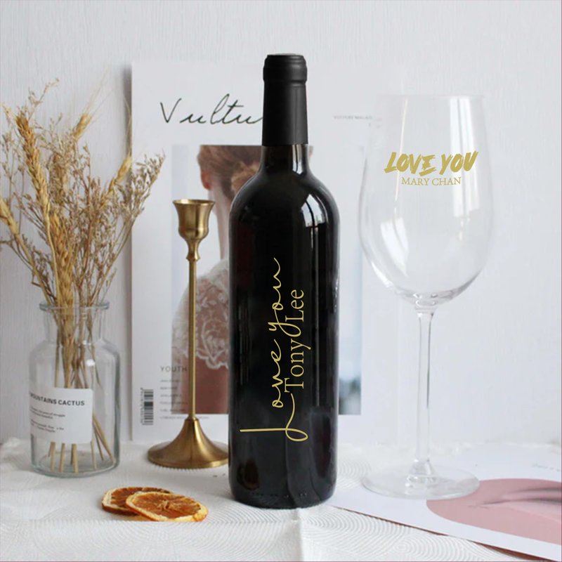 情侣礼物|纪念无酒精红酒套装 周年礼物 单支双杯定制化套装 结婚 - 果汁/蔬果汁 - 玻璃 