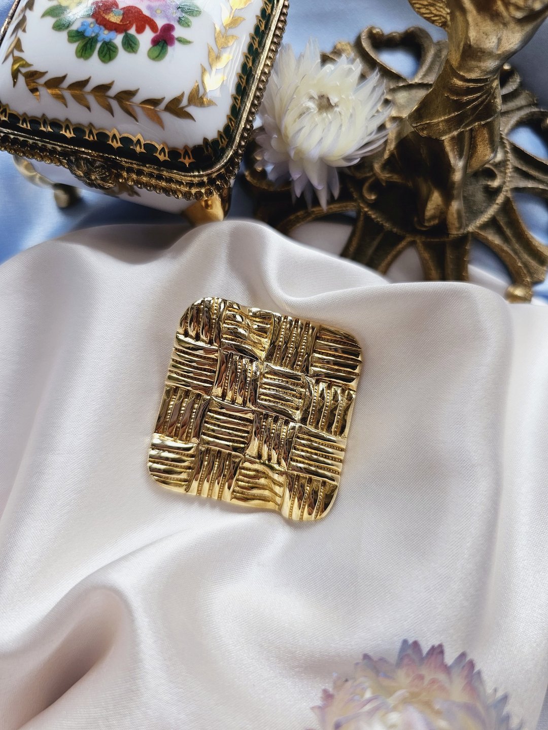 金绳编织纹波浪丝巾夹/衣夹/帽夹/vintage美国西洋古董饰品 - 其他 - 其他金属 