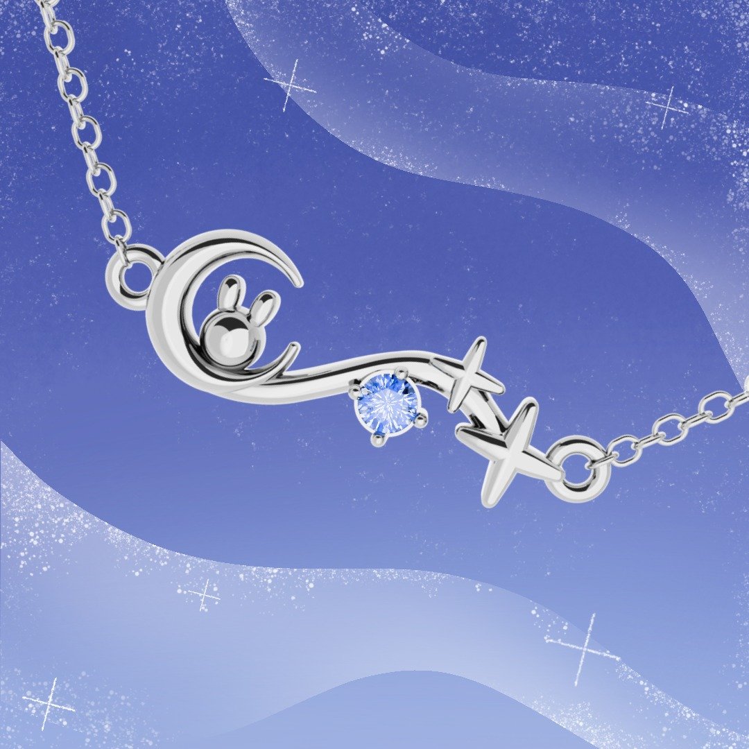 梦月 月漫流金 项链 | Moonlit Sparkles Necklace | Lumichu jew - 项链 - 不锈钢 银色