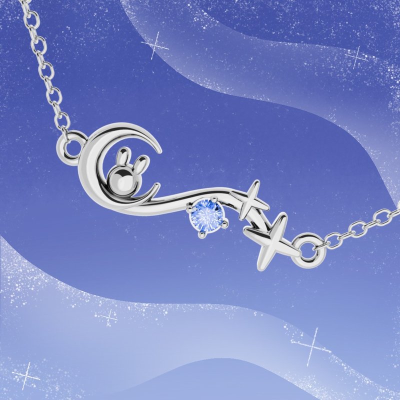 梦月 月漫流金 项链 | Moonlit Sparkles Necklace | Lumichu jew - 项链 - 不锈钢 银色