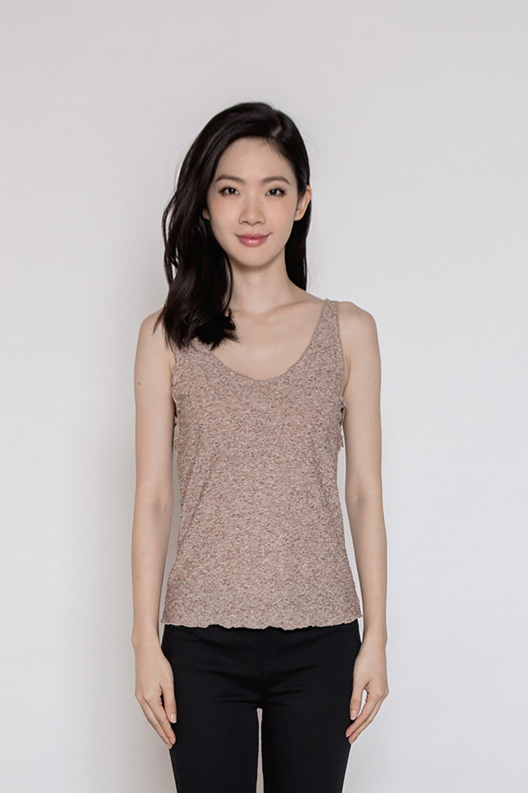 沉静冥想U领缇花背心 Peaceful Mind U Neck Texture Tank Top - 女装背心 - 其他材质 多色