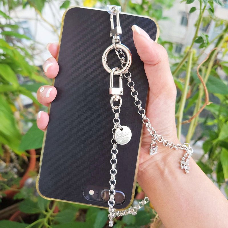 智慧型手机长链带18K银+包链带 - 挂绳/吊绳 - 其他金属 银色