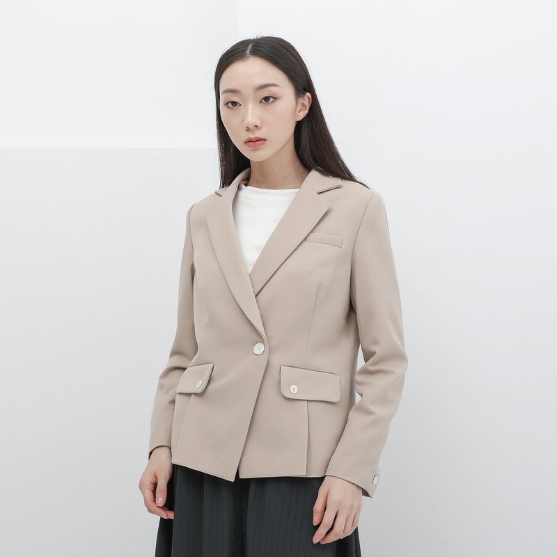 Rimu_日暮西装外套_22AF303_杏 - 女装休闲/机能外套 - 聚酯纤维 卡其色