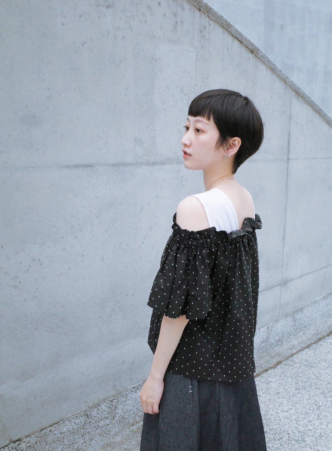 UUIN   _ 点点平口上衣 - 女装上衣 - 棉 粉红色