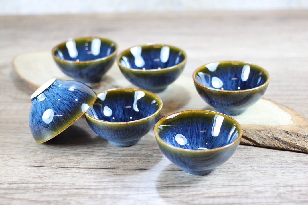 【送礼自用】湛海 天目釉 圆满六杯组 莺歌名家叶敏祥作品 - 茶具/茶杯 - 瓷 
