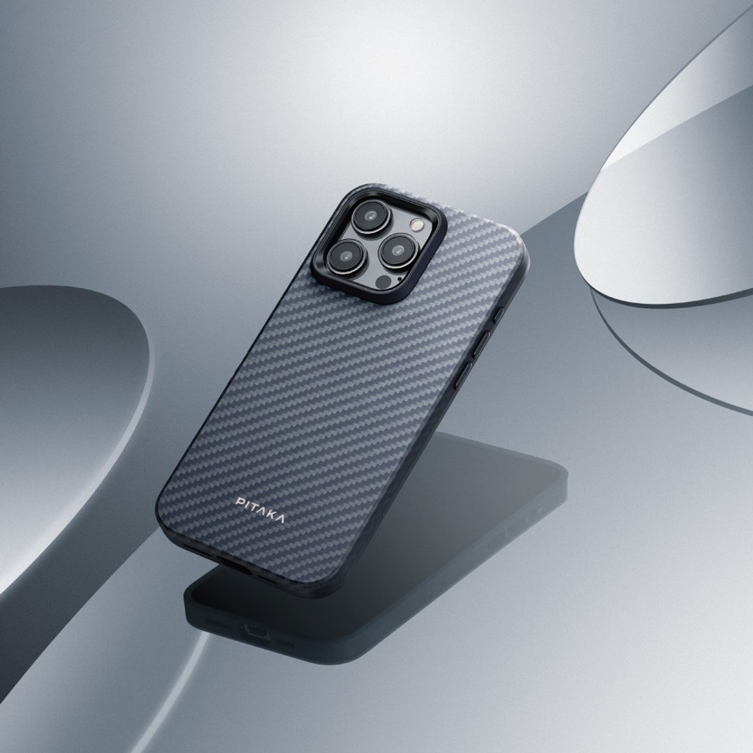 PITAKA | iPhone15 ProMax 航太纤维磁吸军规手机壳黑灰款 - 手机壳/手机套 - 其他人造纤维 黑色