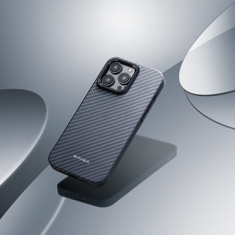 PITAKA | iPhone15 ProMax 航太纤维磁吸军规手机壳黑灰款 - 手机壳/手机套 - 其他人造纤维 黑色