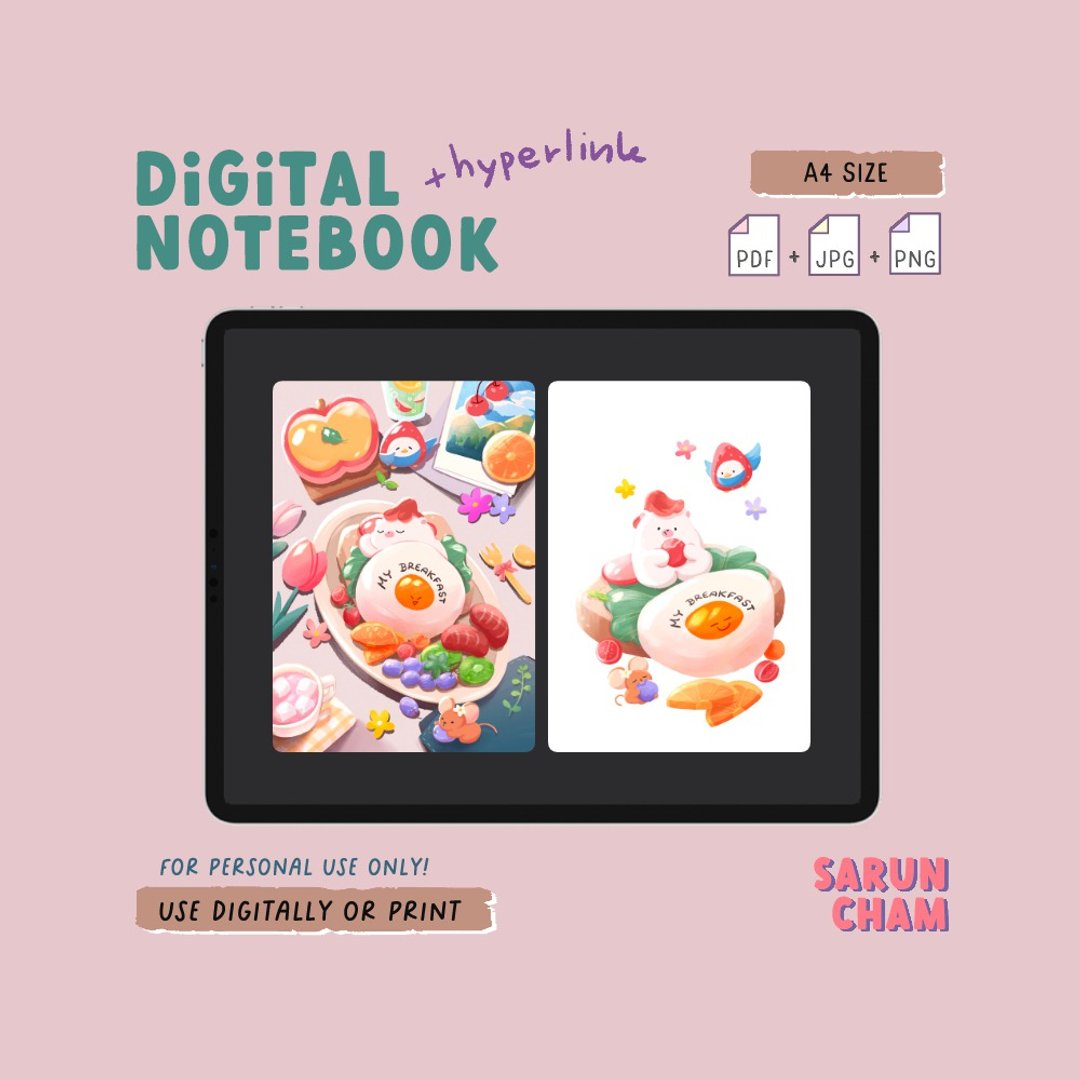 Digital notebook - breakfast (Hyperlink) - 电子手绘真人画像/绘画/插画 - 其他材质 
