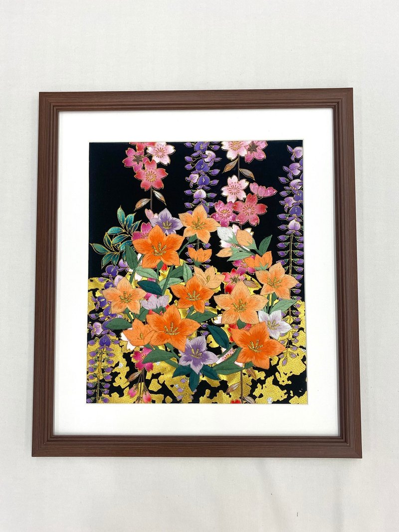 彩色打挂艺术板 复古布料 日式和风室内装饰 礼物 结婚礼物 乔迁礼物 长寿礼物 幸运物品 带框室内装饰 1 家居 - 墙贴/壁贴 - 丝．绢 黑色