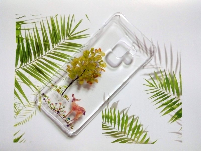 Annys workshop手作押花保护壳, Samsung  A8 2018,遇见小鹿 - 手机壳/手机套 - 塑料 绿色