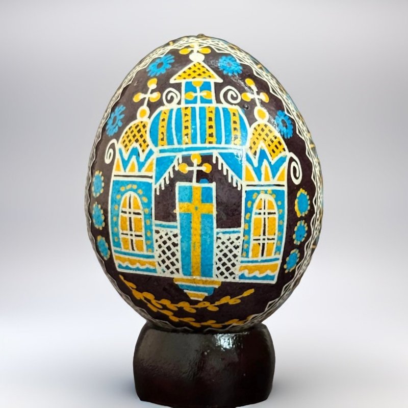 乌克兰复活节彩蛋 真鸡彩蛋 手绘蛋壳 胡特尔彩蛋 - 摆饰 - 其他材质 黑色