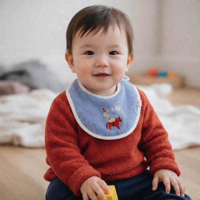 2026 马年 2026 喜福限定 HiBOU 纯棉刺绣婴儿围兜兜－马上有钱 - 围嘴/口水巾 - 棉．麻 