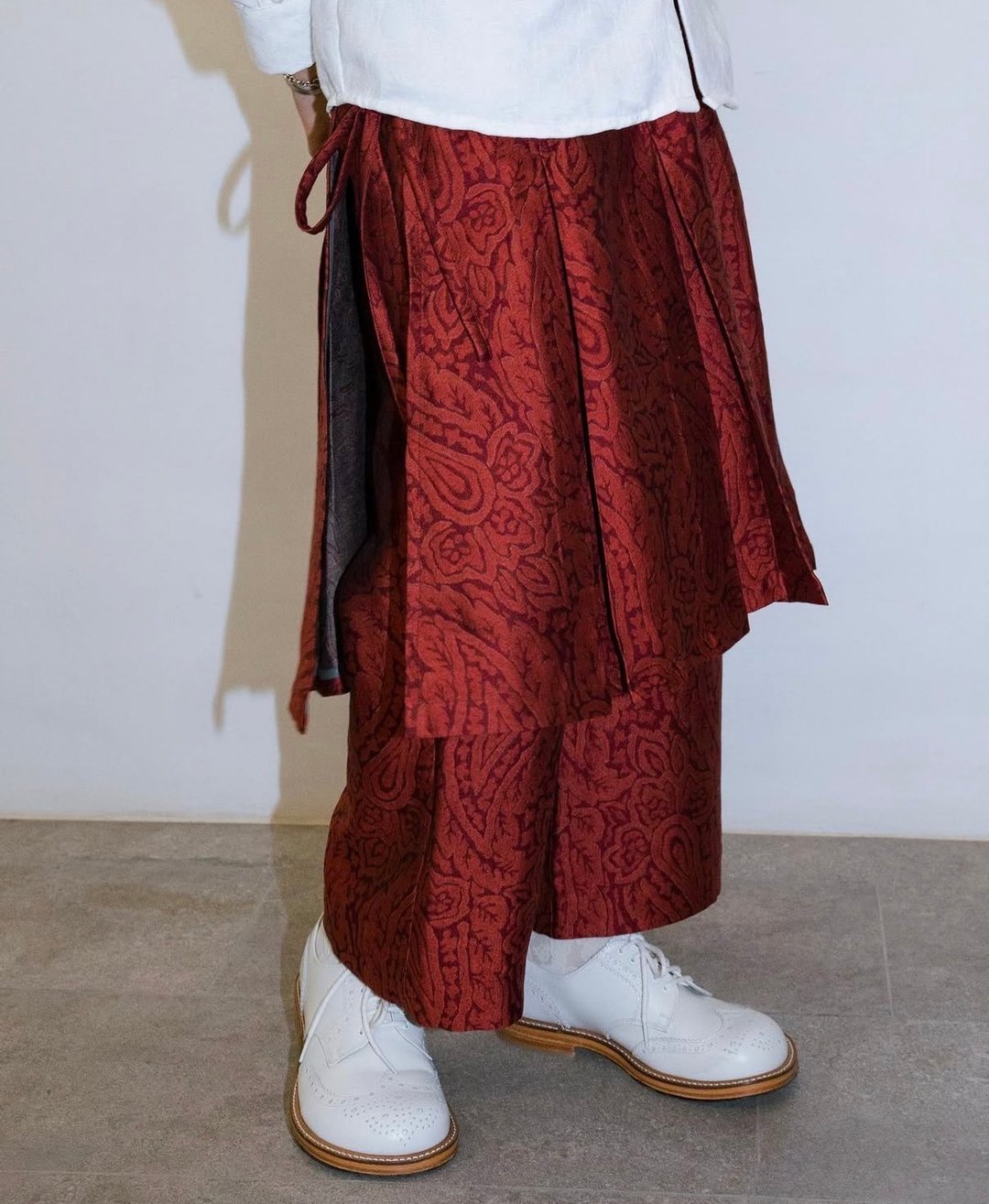 手工假两件裙裤 - 女装长裤 - 棉．麻 黑色