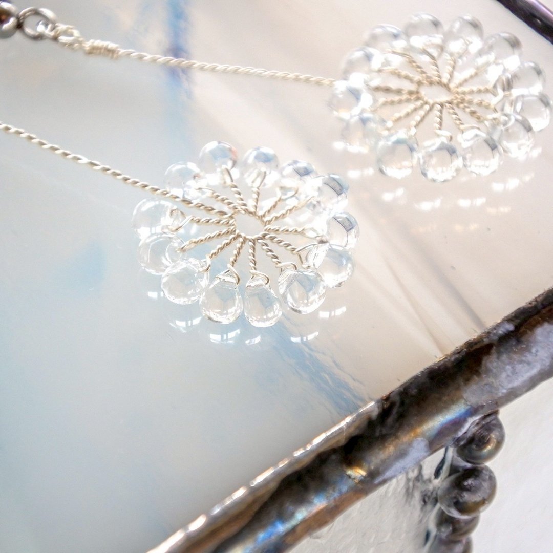 Fireworks (Silver)　wire accessory - 耳环/耳夹 - 其他金属 银色