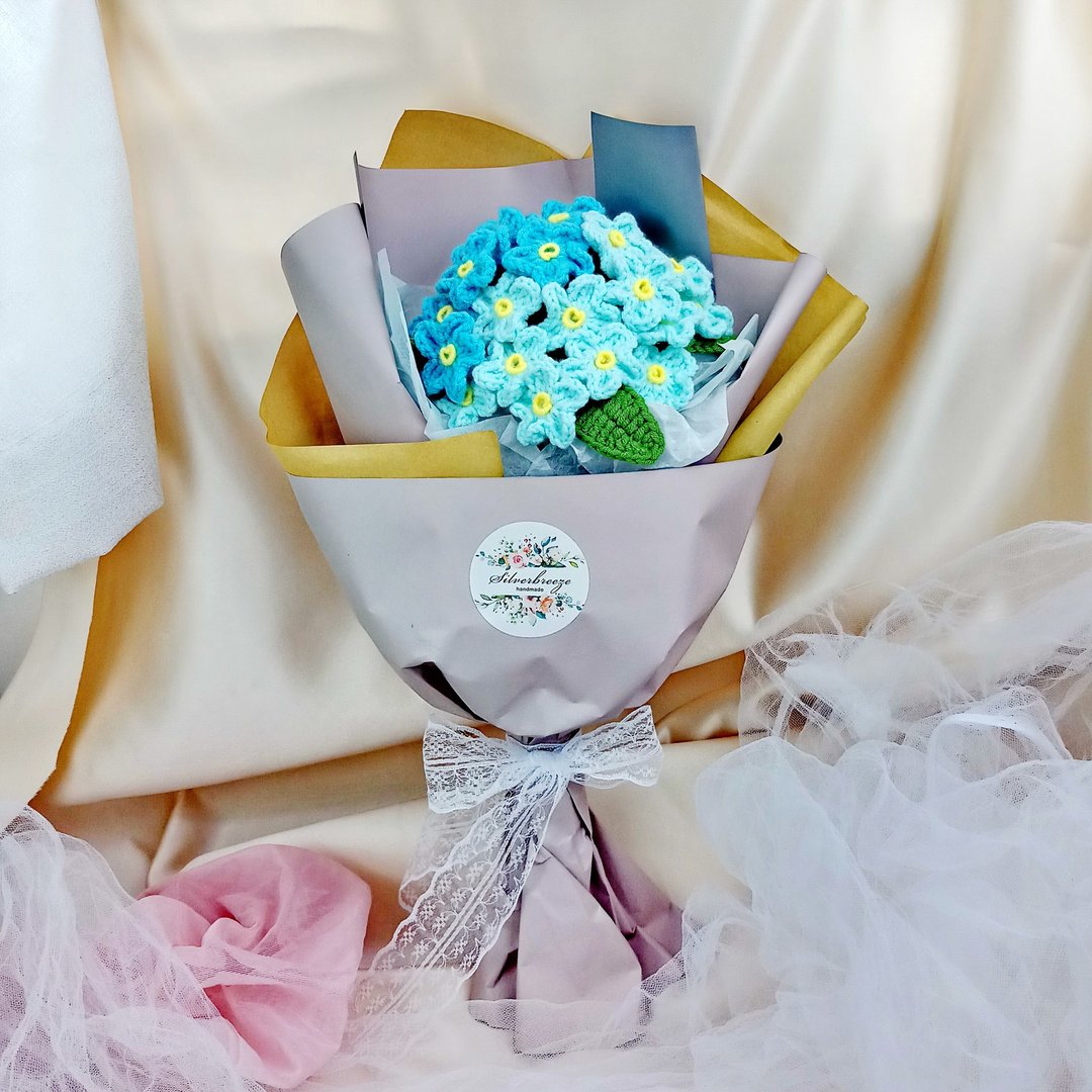 Forget-me-not 勿忘我 手钩花 生日礼物 花束 毕业 情人节 - 摆饰 - 聚酯纤维 蓝色