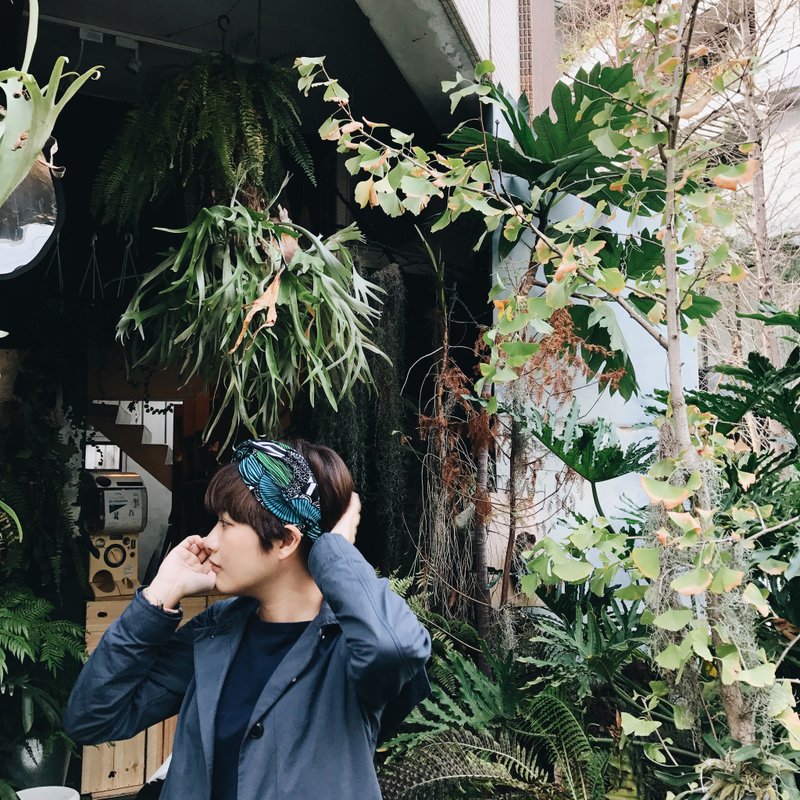 夏夜雨荷 芬兰系列 松紧宽版/手工发带 - 发饰 - 棉．麻 绿色