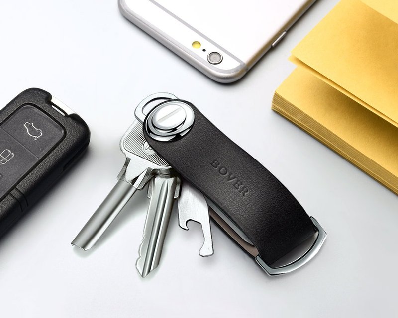 牛皮钥匙扣 钥匙折叠收纳整理 钥匙圈开瓶器挂扣【免费刻英文名】 - 钥匙链/钥匙包 - 真皮 