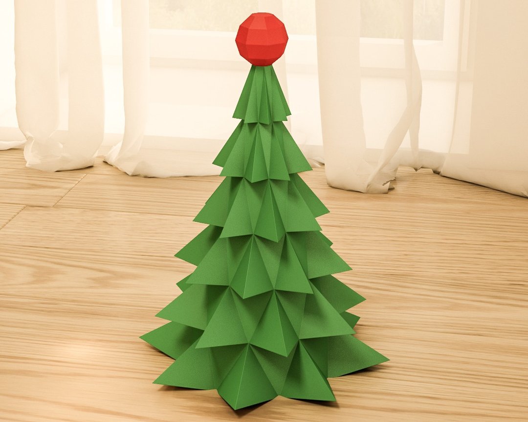DIY Paper Christmas Tree, 3D Papercraft New Year gift low poly, DIGITAL TEMPLATE - 手工艺教程/工具书 - 其他材质 