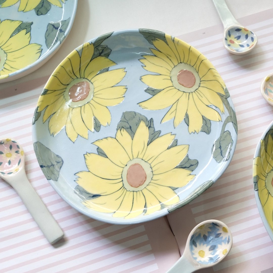 Sunflower Dish - 浅碟/小碟子 - 陶 