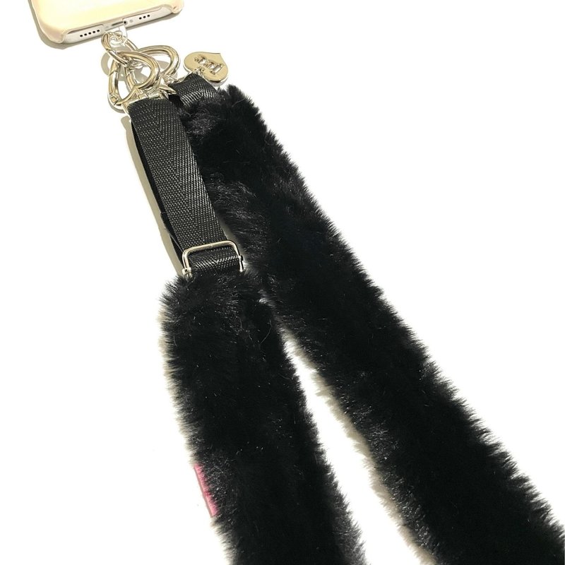 JCC 黑色毛毛背带 - 挂绳/吊绳 - 聚酯纤维 黑色