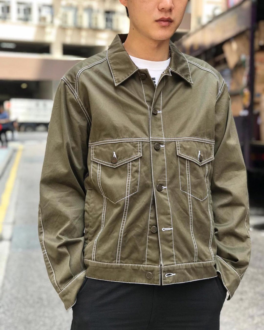牛仔褛款Trucker Jacket - 男装外套 - 棉 黑色