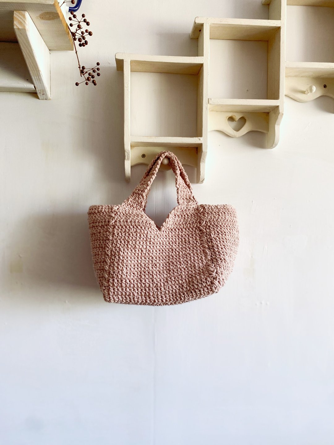 【好日手作】Handmade。手工韩国线材编织奶茶色方底手提包 - 手提包/手提袋 - 棉 卡其色