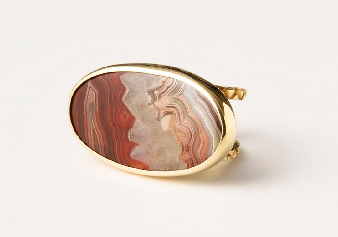 CR 60 (Laguna Race Agate) - 戒指 - 其他金属 金色