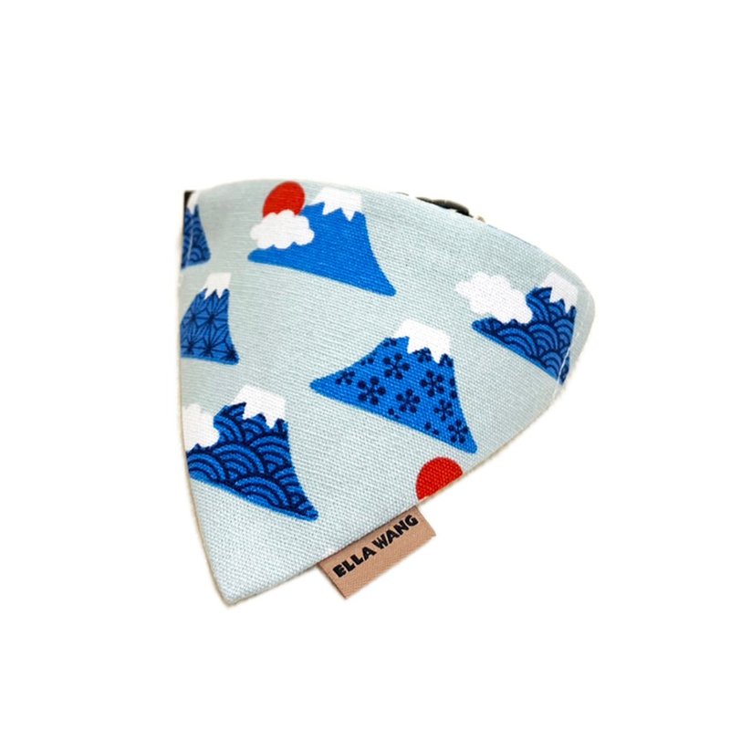 Ella Wang Design Scarf 宠物 领巾 猫 狗  富士山 - 项圈/牵绳 - 棉．麻 蓝色