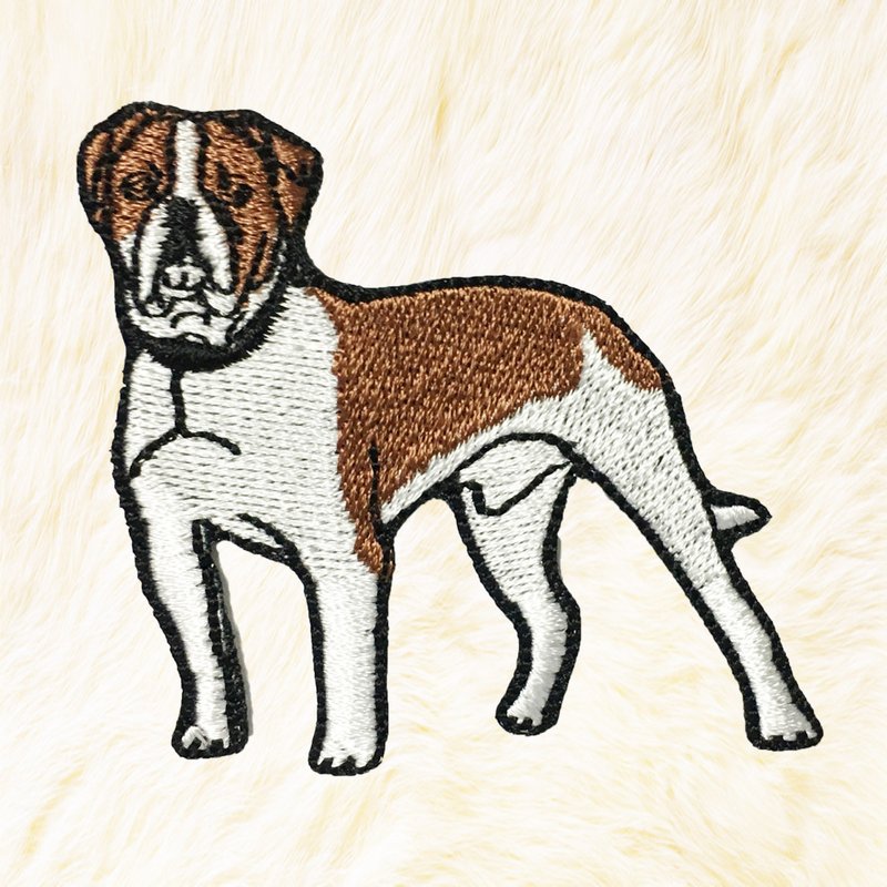 American Bulldog Dog Iron on Patch Buy 3 Get 1 Free - 编织/刺绣/羊毛毡/裁缝 - 绣线 咖啡色